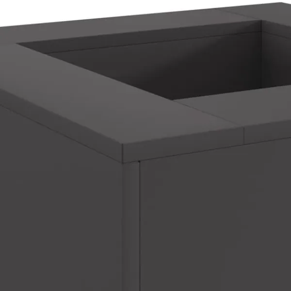 Clearance Fyrkantig vedeldad utomhuseldstad i svart stål | Storlek: 60x60x30 cm Vedeldade Kaminer