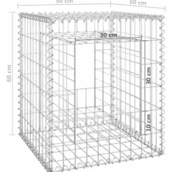 Best Gabionkorg - Stolpform för trädgårdsdekoration | Storlek: 50x50x60 cm | Material: Järn Trädgårdsprydnader