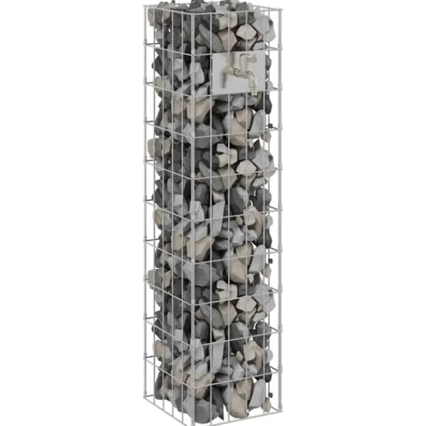 vidaXL Gabionkran Silver 25 x 25 x 100 cm Rostfritt stål