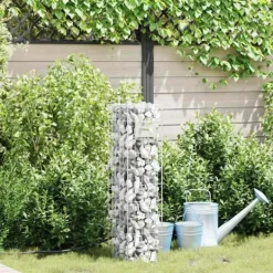 Gabionpelare med Vattenkran - Rostfritt Stål | Storlek: 100x25x25 cm | Färg: Borstad Finish Fontäner & Dammar