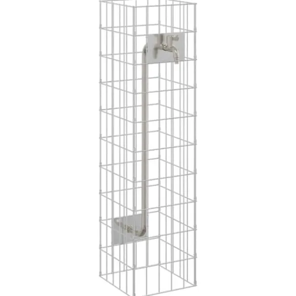 Gabionpelare med Vattenkran - Rostfritt Stål | Storlek: 100x25x25 cm | Färg: Borstad Finish Fontäner & Dammar