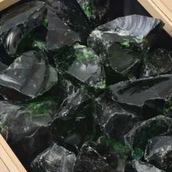 Outlet Gabionsten av glas - Prydnadsstenar för trädgård och dekoration | Färg: Grön | Storlek: 60-120 mm | Vikt: 25 kg Trädgårdsstenar & Klivstenar