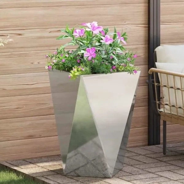 vidaXL Galvaniserad stålplanterare - - Silver - 50x50x75 cm - Monteras krävs - Robust - Utomhusbruk