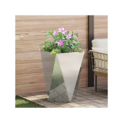 vidaXL Galvaniserad stålplanterare - - Silver - 50x50x75 cm - Monteras krävs - Robust - Utomhusbruk