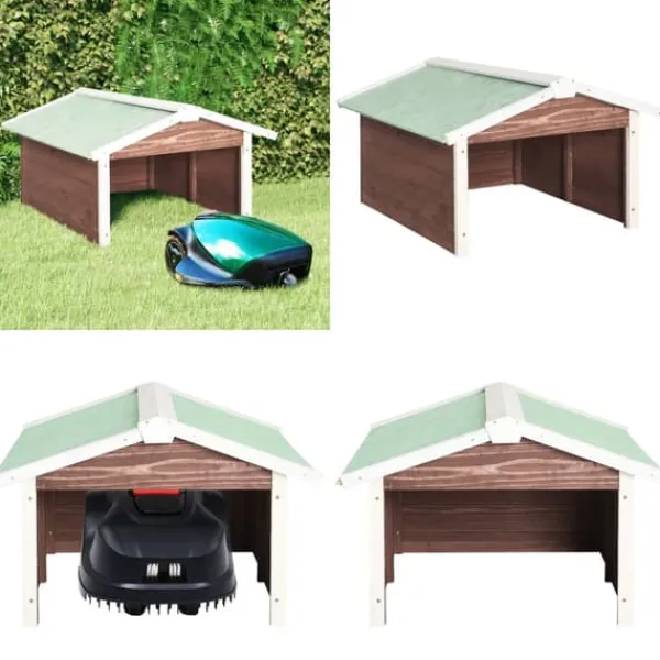 Sale Garage för robotgräsklippare 72x87x50 cm mocca och vit granträ - Hus Till Robotgräsklippare - Garage Till Robotgräsklippare - Home & Living Skjul, Garage & Carports