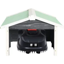 vidaXL Garage för robotgräsklippare 72x87x50 cm grå och vit granträ