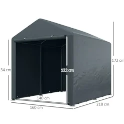 Garage Tält, 160x218x172 cm, Mörkgrå