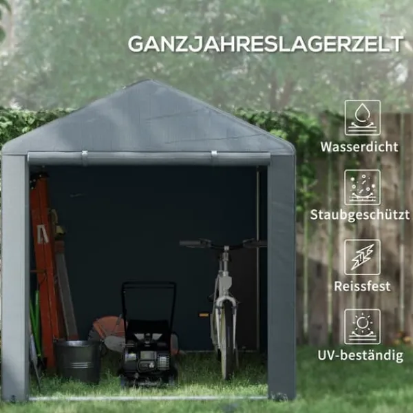 Garage Tält, 160x218x172 cm, Mörkgrå