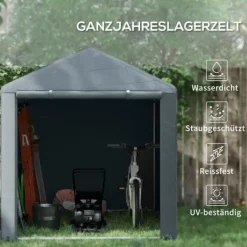 Garagetält 1,6×2,18×1,72 m UV-skydd, vattenavvisande, rullport, grå