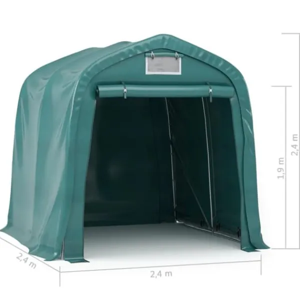 Sale Garagetält i PVC - Vattentålig förvaring för fordon | Storlek: 2,4x2,4 m | Färg: Grön Skjul, Garage & Carports