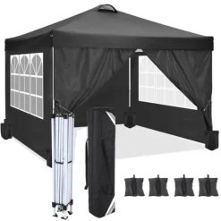 Sale Gazebo, Vattentät, Fällbar,Svart Tält & Lusthus