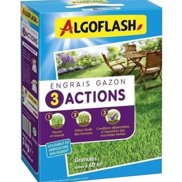 Gazongödsel - Algoflash Naturasol - 3 Åtgärder - 3 kg
