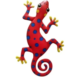 Online Gecko Ödla Väggdekor Trädgård prydnad 13x22cm - Röd/Blå Trädgårdsprydnader
