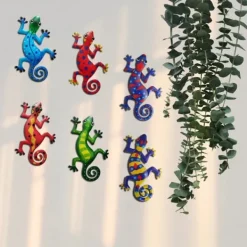 Outlet Gecko Ödla Väggdekor Trädgård prydnad 13x22cm - Röd Trädgårdsprydnader