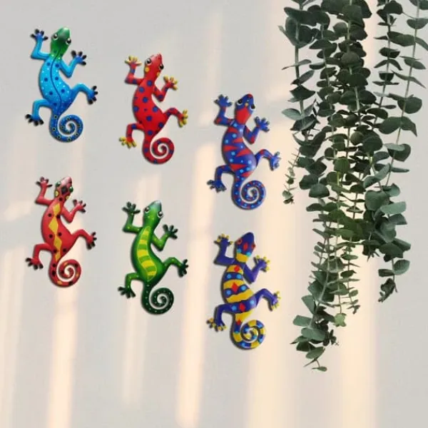 Outlet Gecko Ödla Väggdekor Trädgård prydnad 13x22cm - Röd Trädgårdsprydnader