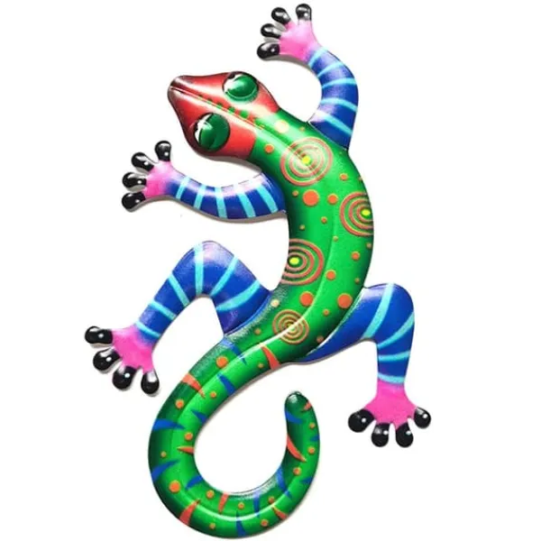 Hot Gecko Ödla Väggdekor Trädgård prydnad 14x21.8x0.8cm - Grön Trädgårdsprydnader