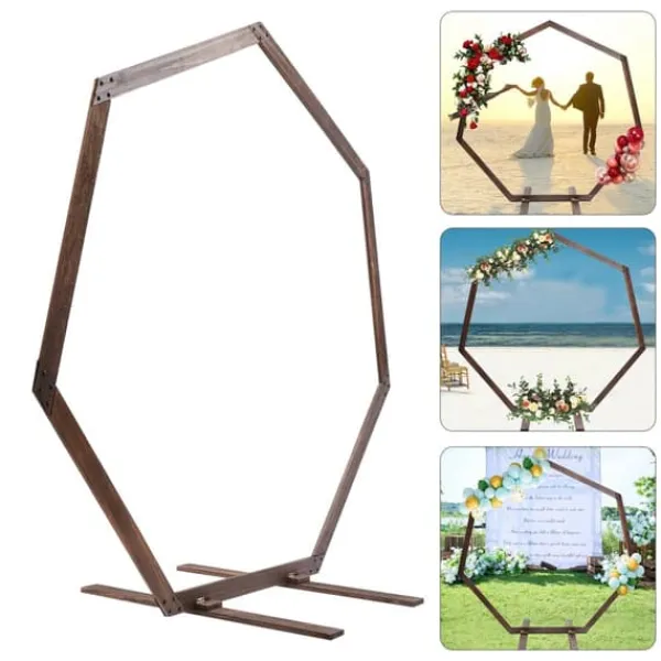 Hot Geometrisk bröllopsbåge i trä - Bakgrundsstativ - Retro stil - Polerad yta - Längd 2,24 m - Höjd 2,19 m - Storlek M - Brun Valvbågar, Spaljéer, Bersåer & Pergolor