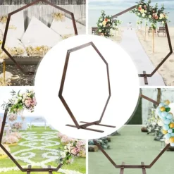 Hot Geometrisk bröllopsbåge i trä - Bakgrundsstativ - Retro stil - Polerad yta - Längd 2,24 m - Höjd 2,19 m - Storlek M - Brun Valvbågar, Spaljéer, Bersåer & Pergolor