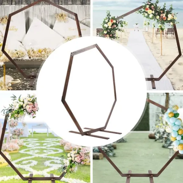 Hot Geometrisk bröllopsbåge i trä - Bakgrundsstativ - Retro stil - Polerad yta - Längd 2,24 m - Höjd 2,19 m - Storlek M - Brun Valvbågar, Spaljéer, Bersåer & Pergolor