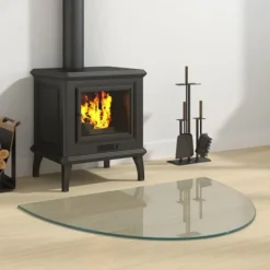 Discount Glas - Living Glasskiva för öppen spis halvrund 800x600 mm Tillbehör Till Vedeldade Kaminer & Öppna Spisar