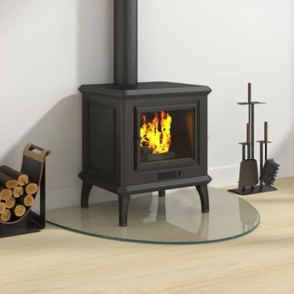 Discount Glas - Living Glasskiva för öppen spis halvrund 800x600 mm Tillbehör Till Vedeldade Kaminer & Öppna Spisar