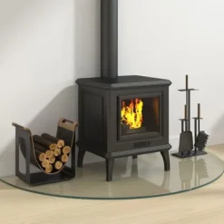 vidaXL Glasskiva för öppen spis halvrund 1200x600 mm