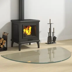 vidaXL Glasskiva för öppen spis halvrund 1000x600 mm