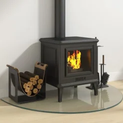 vidaXL Glasskiva för öppen spis halvrund 1000x600 mm