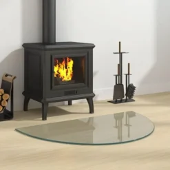 New Glasskiva för öppen spis halvrund 800x500 mm Tillbehör Till Vedeldade Kaminer & Öppna Spisar