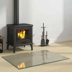 Glasskiva för öppen spis rektangulär 80x60 cm Tillbehör Till Vedeldade Kaminer & Öppna Spisar