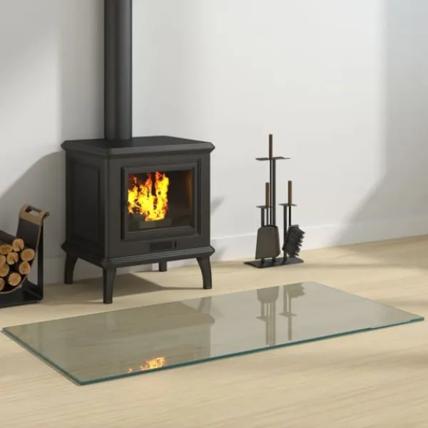 vidaXL Glasskiva för öppen spis rektangulär 100x50 cm