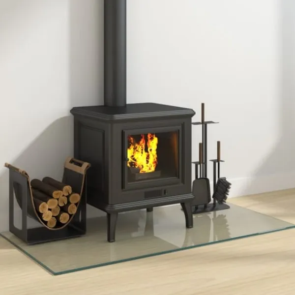 vidaXL Glasskiva för öppen spis rektangulär 100x50 cm
