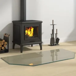 vidaXL Glasskiva för öppen spis sexkantig 100x50 cm