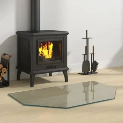 Outlet Glasskiva för öppen spis 80x50 cm - Skyddsglasplatta av härdat glas | Färg: Transparent | Storlek: 80x50 cm Tillbehör Till Vedeldade Kaminer & Öppna Spisar