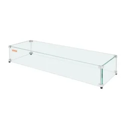 Glasvindskydd, Rektangulärt eldbord, 92.4x41.7x19.1 cm, Glas
