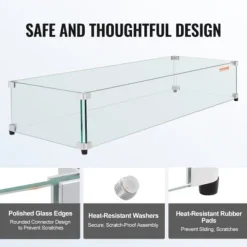 Outlet Glasvindskydd, 79,8x31,7x16,5 cm, Klar, Härdat glas Tillbehör Till Vedeldade Kaminer & Öppna Spisar
