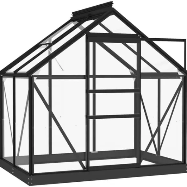 Glasväxthus antracit 155x103x191 cm aluminium Växthus