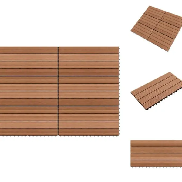 Discount Golvbeläggning - Living Markplattor WPC 60x30 cm 6 st 1 m² brun Trädgårdsprydnader