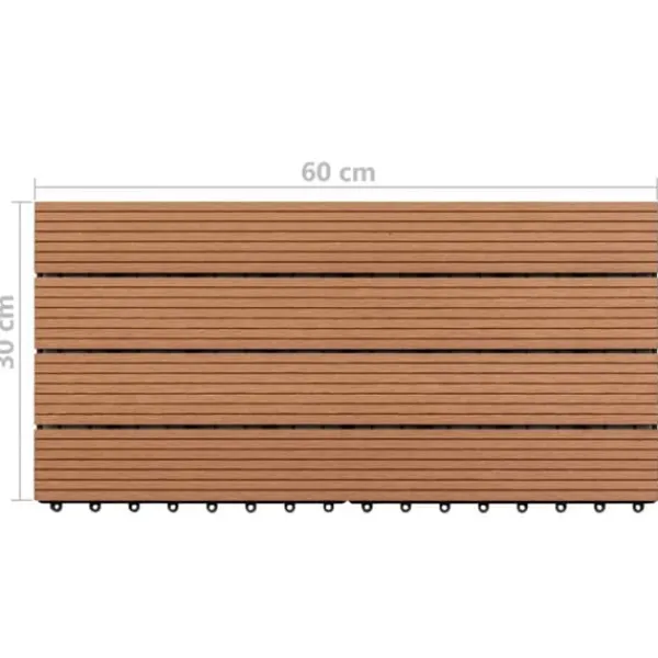 Discount Golvbeläggning - Living Markplattor WPC 60x30 cm 6 st 1 m² brun Trädgårdsprydnader