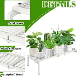 Best Gouisalin metallväxtställ för inomhusbruk och trädgård 40x84x20,5 cm vit Växtställ
