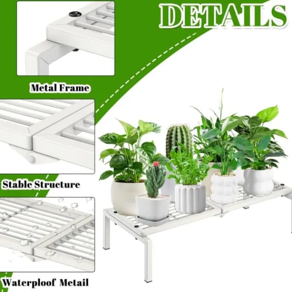 Best Gouisalin metallväxtställ för inomhusbruk och trädgård 40x84x20,5 cm vit Växtställ