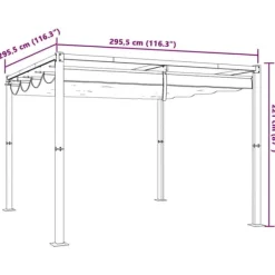 Best Gräddvit paviljong med infällbart tak - Trädgårdspaviljong | Storlek: 3x3 m | Material: Stål Valvbågar, Spaljéer, Bersåer & Pergolor
