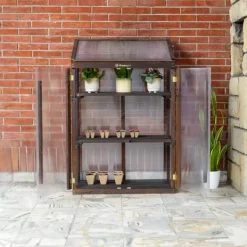 New Greenspot Miniväxthus för balkong och terrass 80 x 42 x 120 cm - Balkongväxthus för övervintring av örter, blommor, plantor - Ursprungsfärg Mörk rosen | CDON Växthus