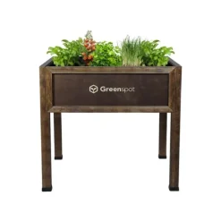 New Greenspot Miniväxthus med lock för balkong och terrass 80x45x120 cm - Växthus på träplattform, Upphöjd träbädd, Kallram med lock på höga ben, Mörk ros | CDON Växthus