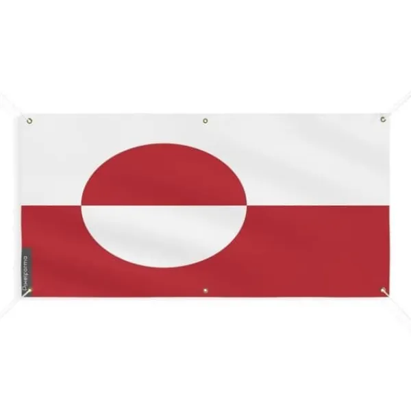 Grönlands flagga banner - PIXELFORMA - 60x120cm - Hållbar polyester - 6 förstärkta öglor