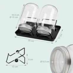 Clearance Groddningsburkar Set, 16,5x10 cm, Glas Kit För Växt- & Örtplantering