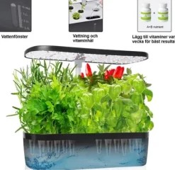 New GrowHome PRO, Inomhusträdgård och odlingsset för örter med inbyggd LED växtbelysning & autovattningssystem, Ört Mini Kit För Växt- & Örtplantering