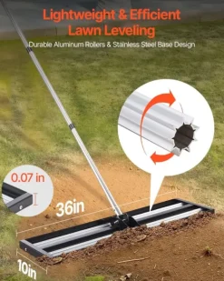 Outlet Gräsmatteutjämnare - Handhållen jordutjämnare - Justerbart handtag 213,1 cm - Platta 91,4x25,4 cm - Rostbeständig metall - Ergonomisk - För golfgreen | CDON Trädgårdsverktyg