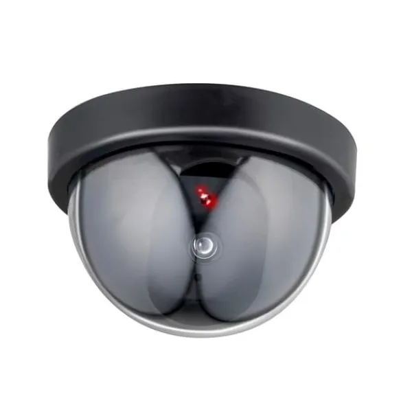 Grundig säkerhetskamera-attrapp med blinkande LED-ljus