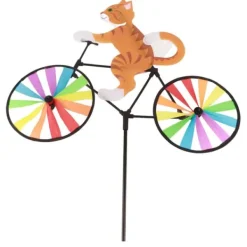 Outlet Gul Katt Cykel Väderkvarn Vindspinner Djur Vindspinner Ornament Vinddekoration